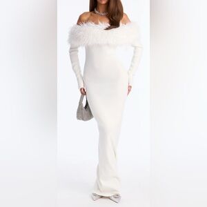 Fashion Nova White Off-Shoulder Maxi Dress